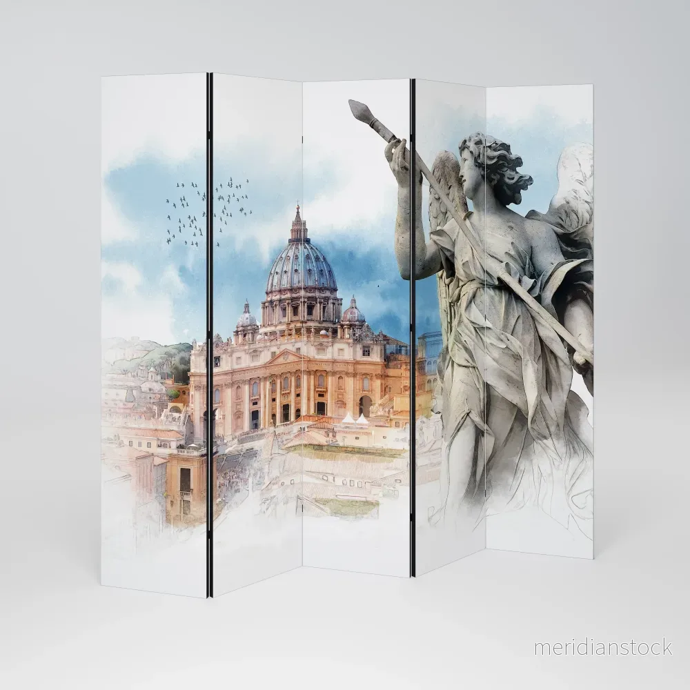 MYSTICAL CITYSCAPE RELIC Dekorativ rumsavdelare – 5 paneler