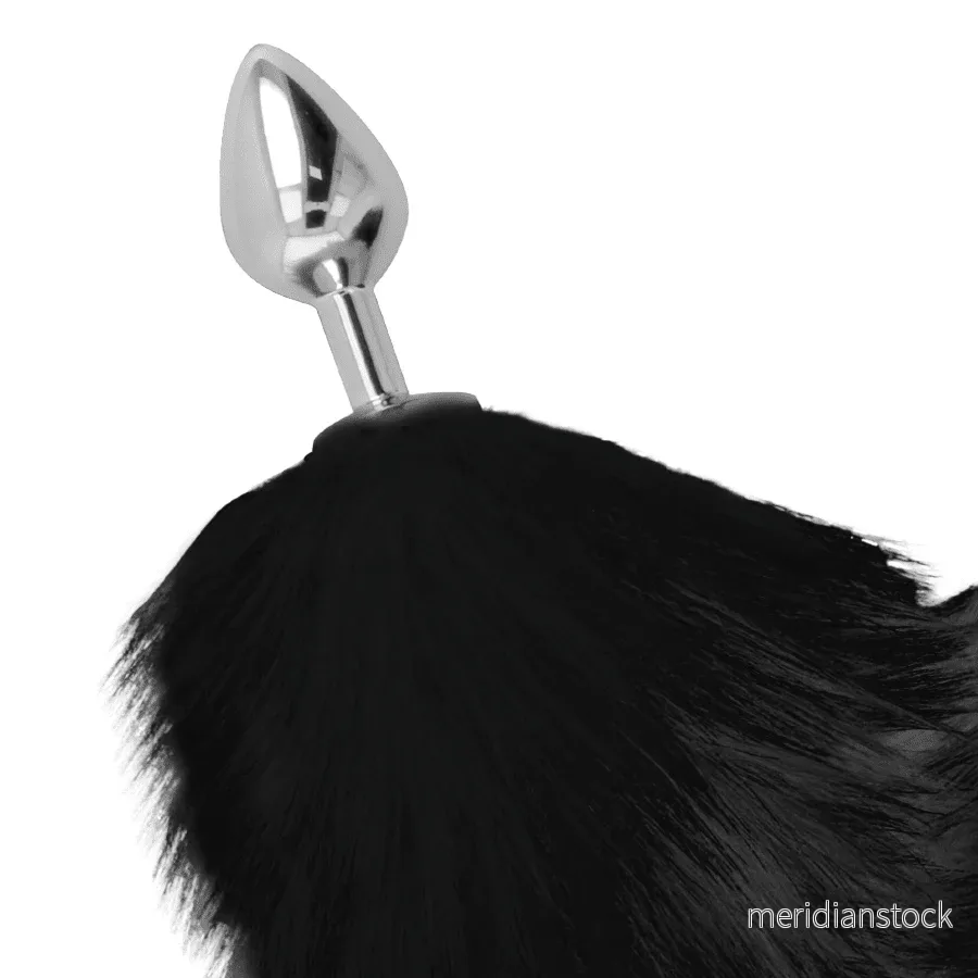 DARKNESS - SILVER ANAL PLUG 8 CM WITH BLACK TAIL