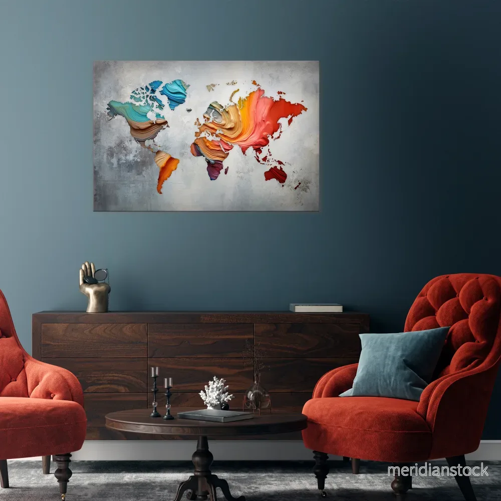PAINTED CONTINENTS Horizontal Canvas Print - Bild 2