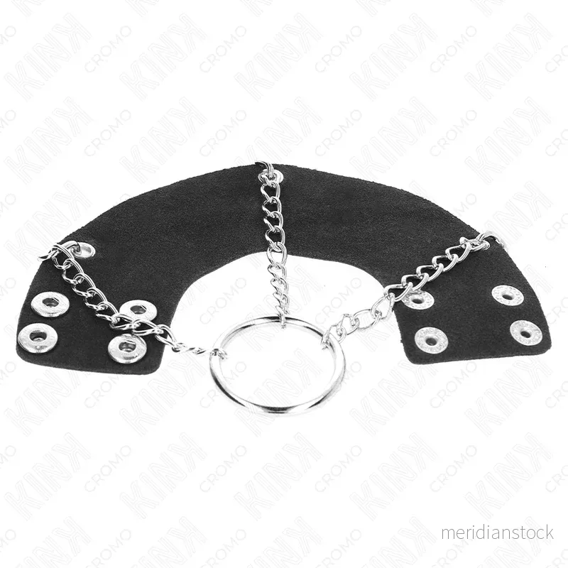 KINK - PENIS RING 4 CM CHAIN 7 CM METAL WITH LEATHER BELT - Bild 2