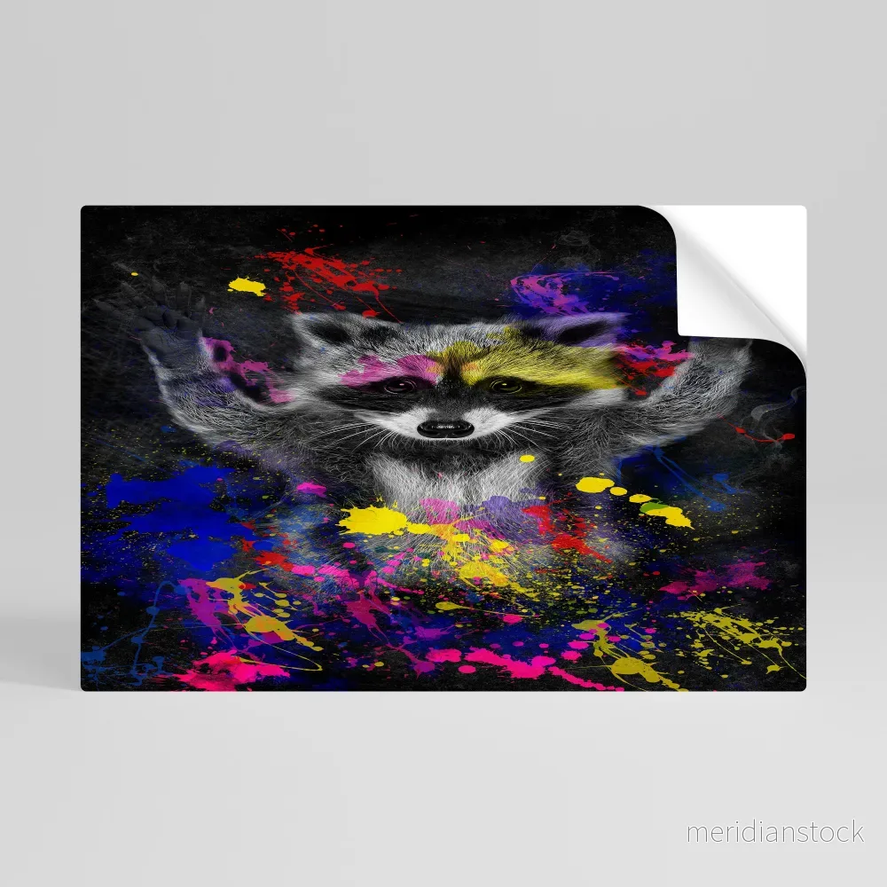 RACCOON ARTISTRY Självhäftande Horisontell Poster RACCOON ARTISTRY Självhäftande Horisontell Poster