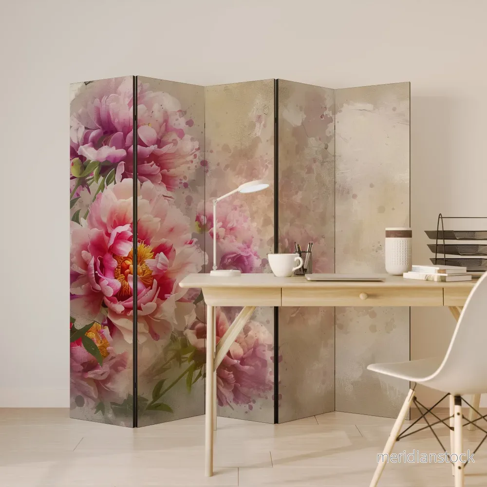 PEONY WHISPER Dekorativ rumsavdelare – 5 paneler - Bild 3