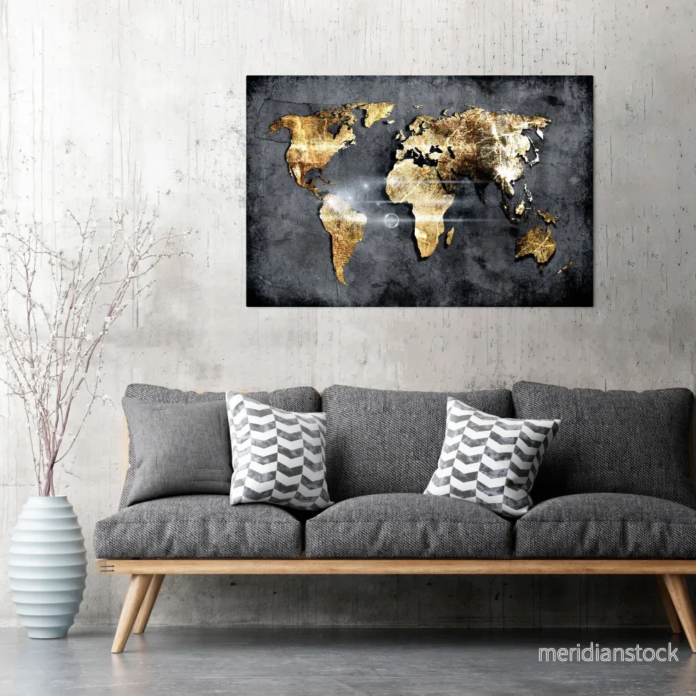 SHIMMERING EARTH MAP Horizontal Canvas Print