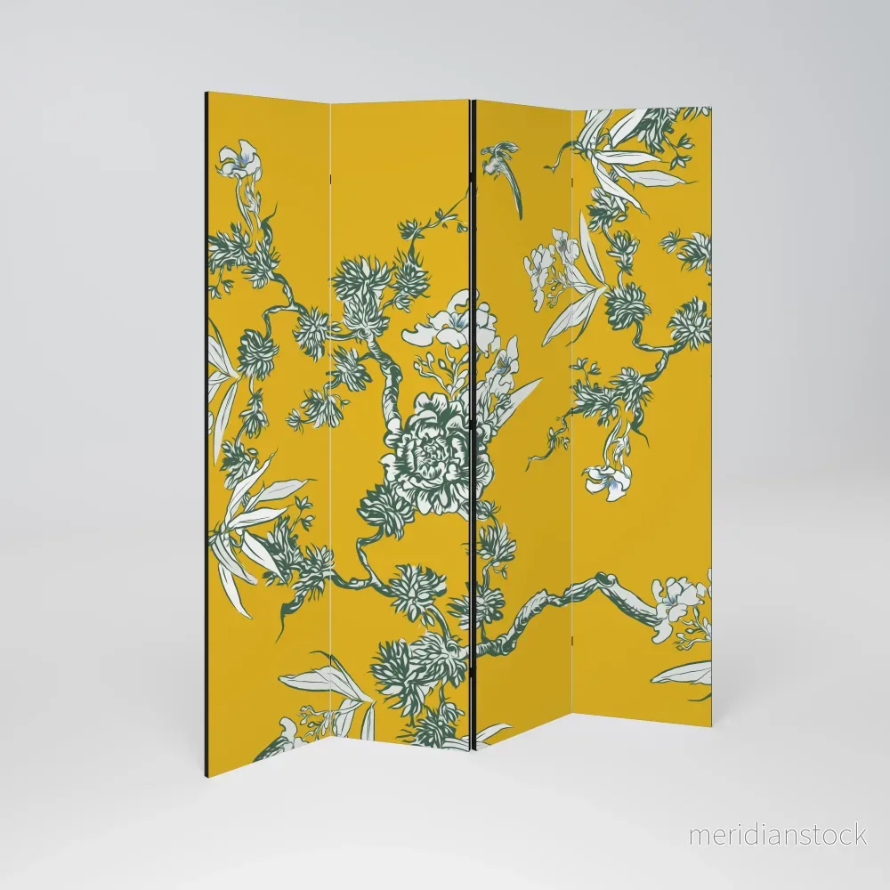 YELLOW CHINOISERIE Rumsavdelare 4 paneler - Bild 2
