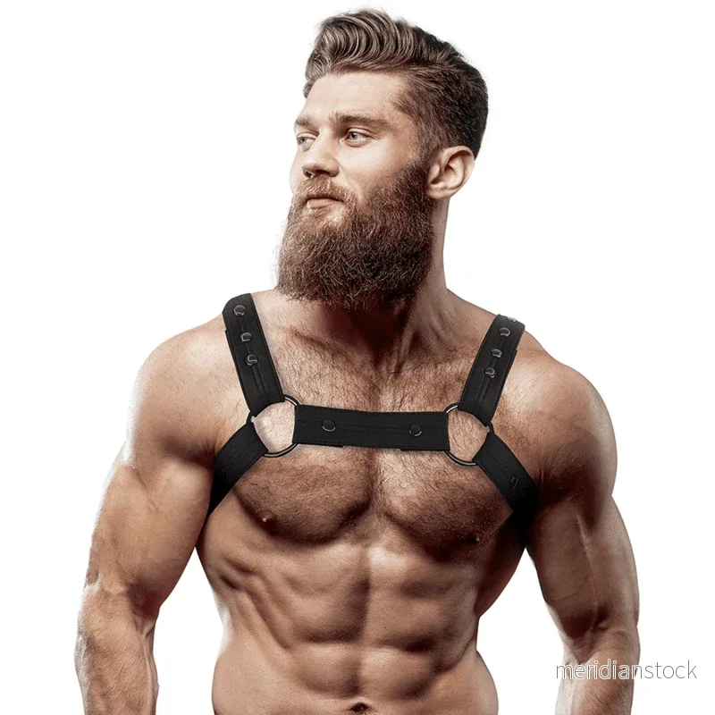 FETISH SUBMISSIVE ATTITUDE - ADJUSTABLE NEOPRENE CHEST SPORTS HARNESS FOR MEN - Bild 3