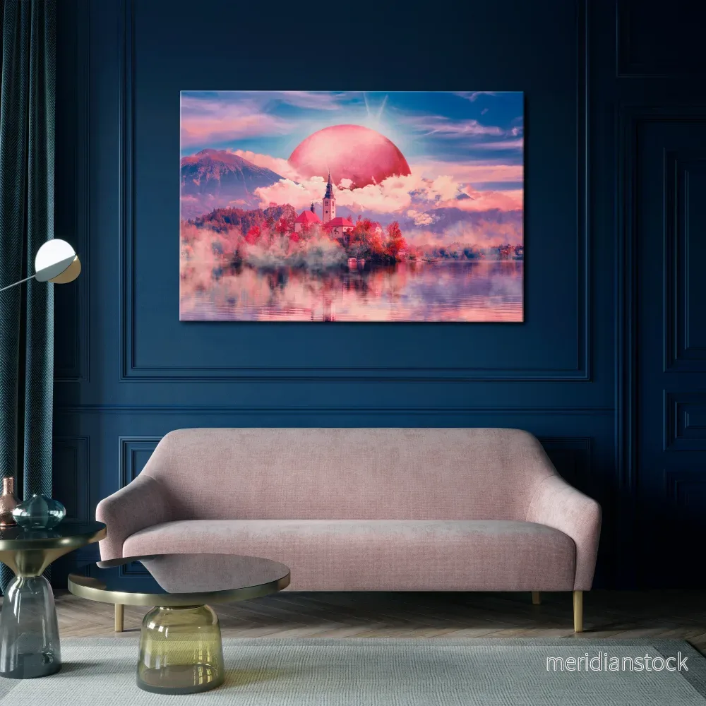 MARS OVER THE BLED LAKE Horizontal Canvas Print - Bild 2