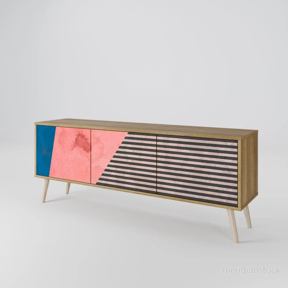 GLAMOROUS STRIPE TV-bänk med 3 dörrar
