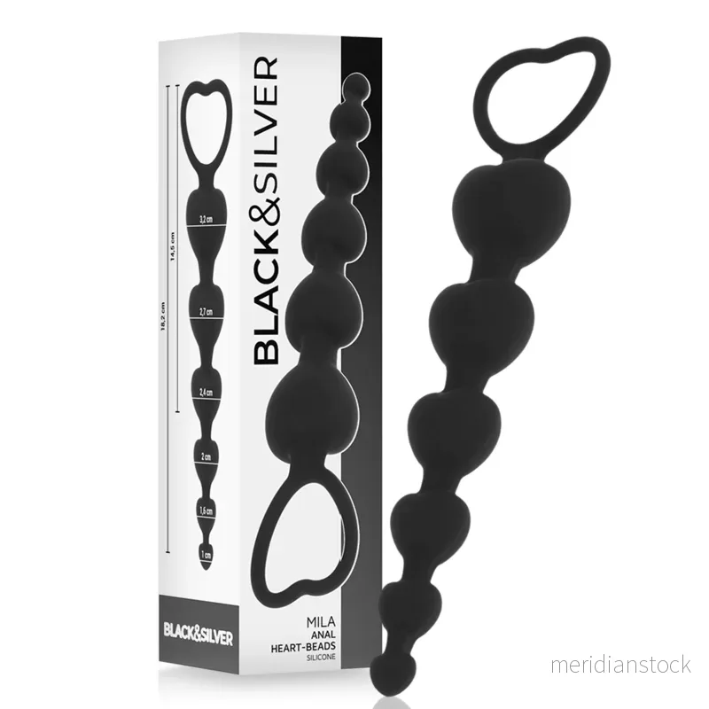 BLACK&SILVER - MILA ANAL CHAIN OF HEARTS 18 CM