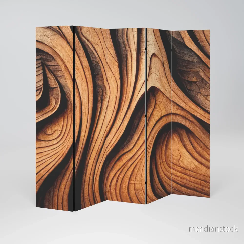 WOODEN WAVES UNFOLDED Dekorativ rumsavdelare – 5 paneler - Bild 2