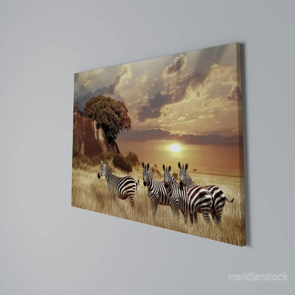 ZEBRA SUNSET SERENADE Horizontal Canvas Print - Bild 3