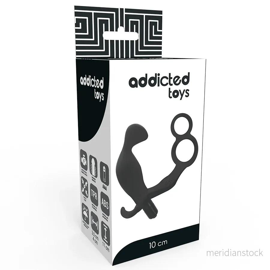 ADDICTED TOYS - ANAL PLUG WITH DOUBLE PENIS RING AND TESTICLES BLACK - Bild 3