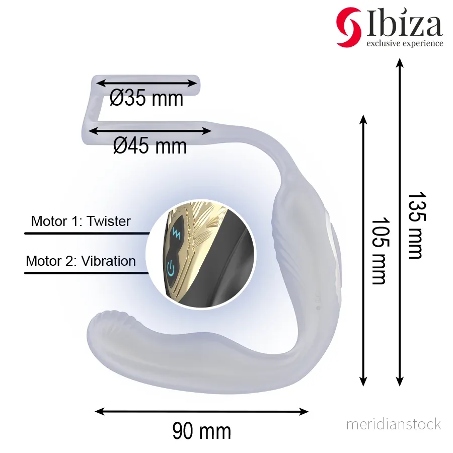 IBIZA - WIGGLE REMOTE CONTROLLED ROTATING ANAL PLUG WITH PERINEAL VIBRATION AND PENIS ENHANCING RINGS - Bild 3