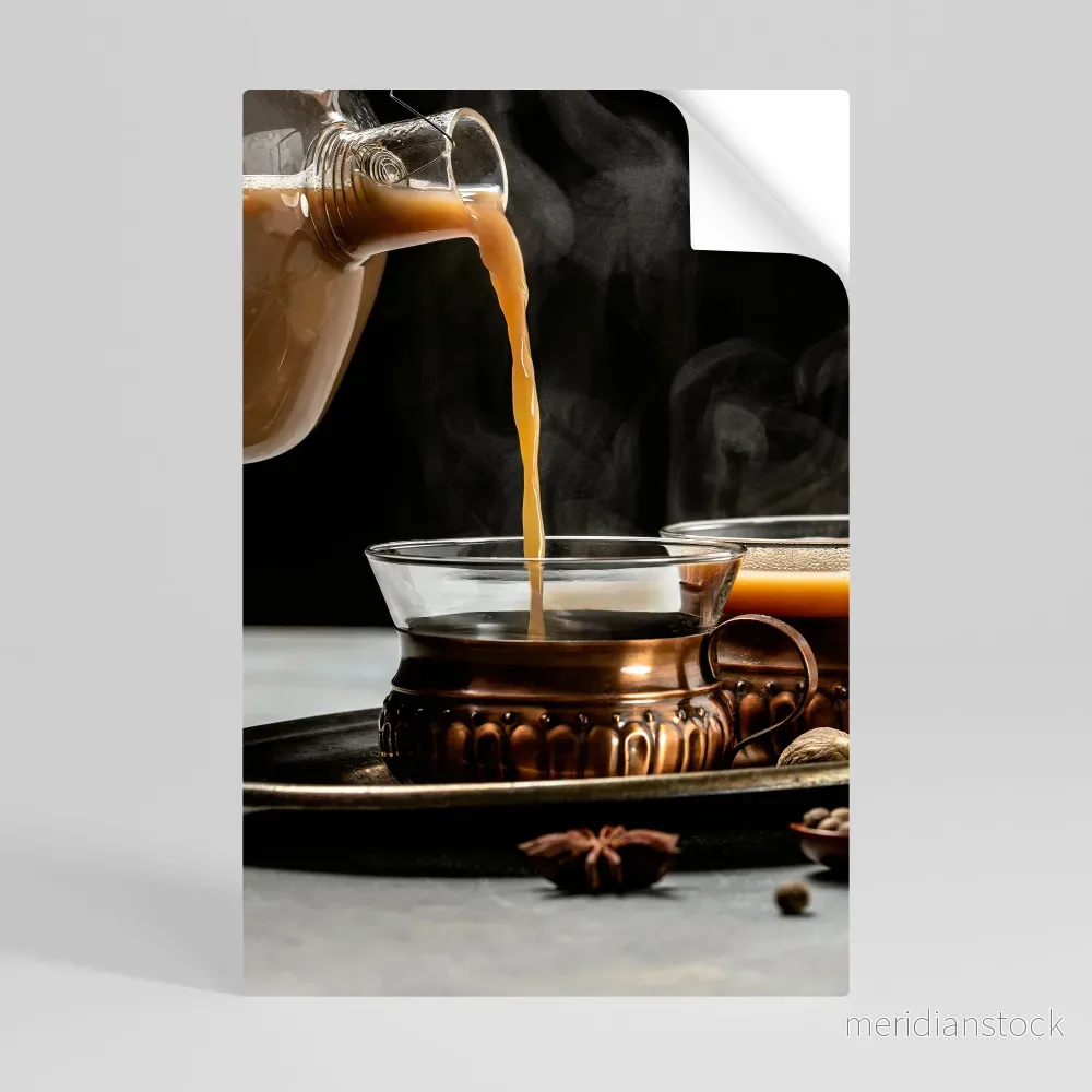 STEAMING SIPS OF SERENITY Självhäftande Vertikal Poster