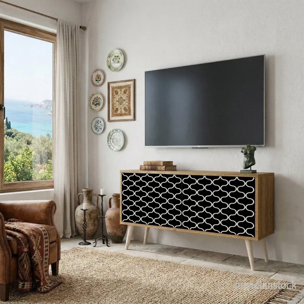 TESSELATED BLACKNESS Kompakt TV-bänk med 2 dörrar - Bild 3