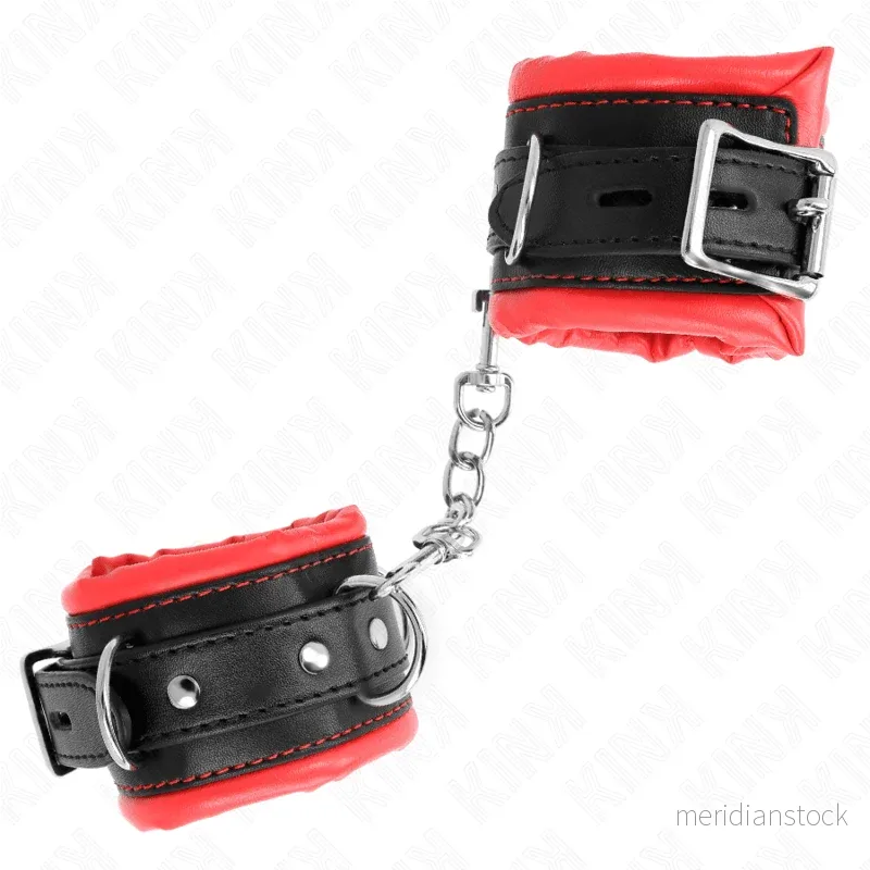 KINK - HEAVY WRIST RESTRAINTS WITH RED FUR LINED ADJUSTABLE 20-30 CM X 6 CM - Bild 3