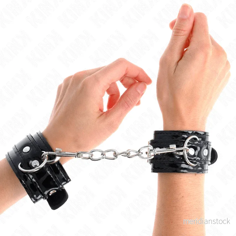 KINK - SHINY NEOPRENE WRIST CUFFS ADJUSTABLE 17-24 CM X 4.5 CM - Bild 3