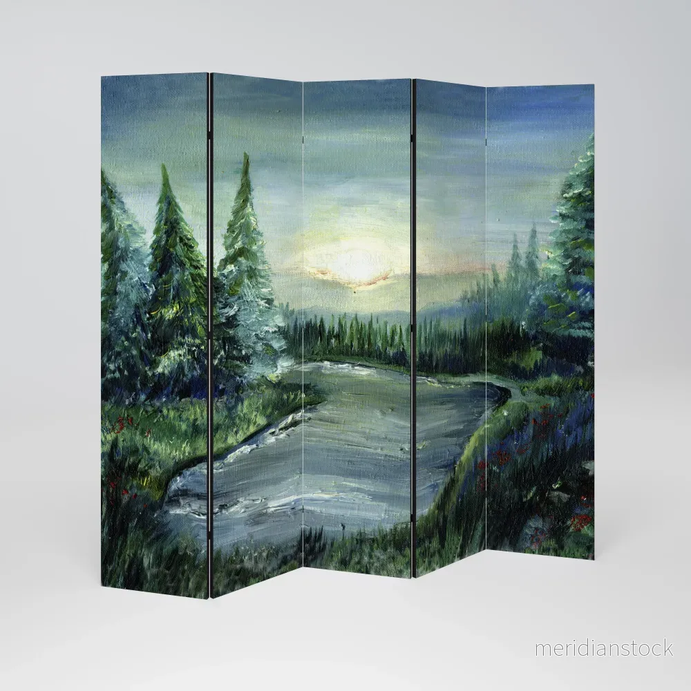 FOREST SUNSET Dekorativ rumsavdelare – 5 paneler - Bild 2
