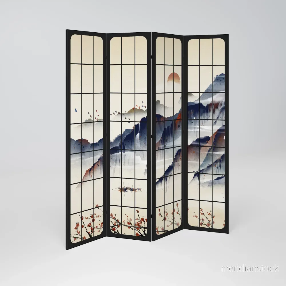 JAPANESE LANDSCAPE Rumsavdelare 4 paneler - Bild 2