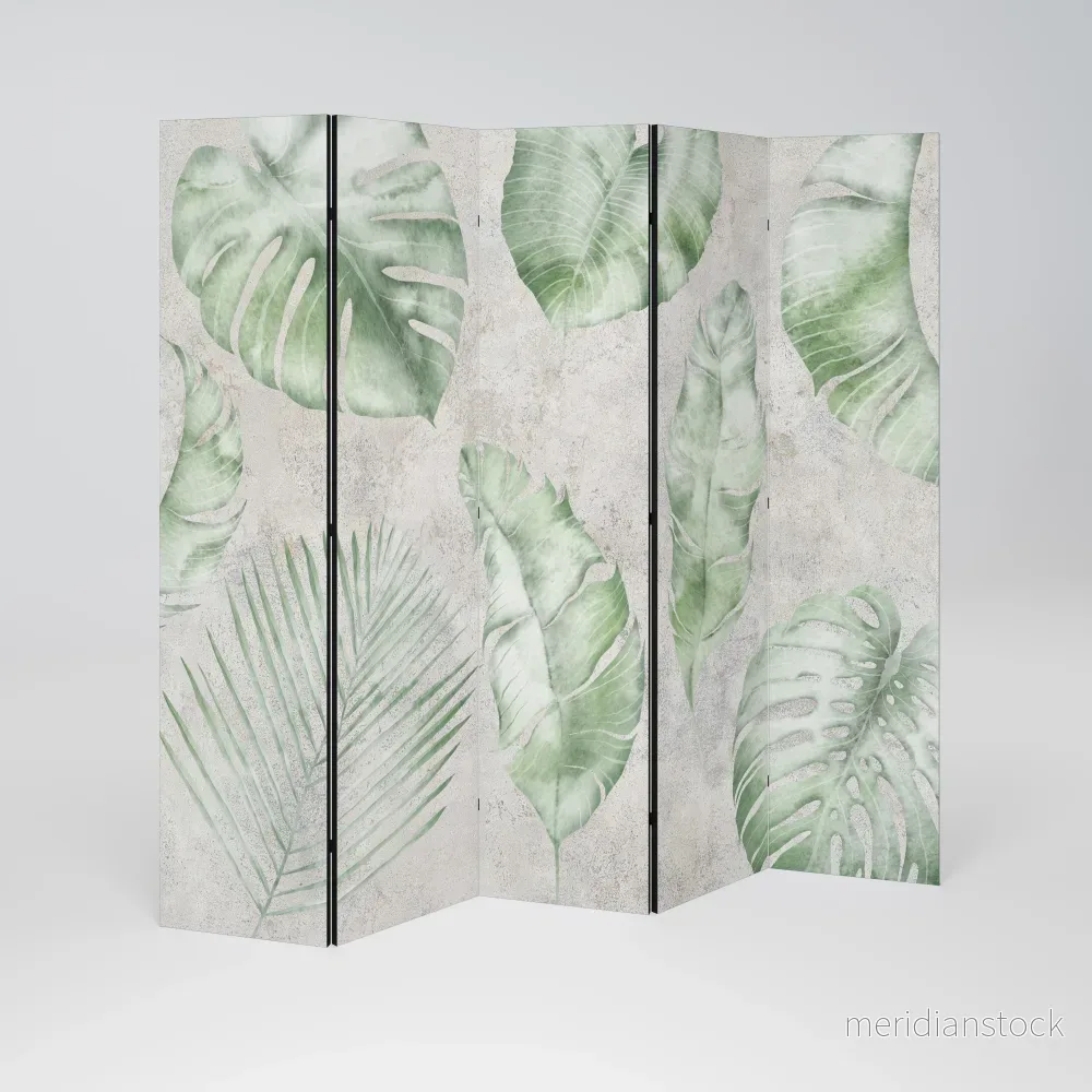 LUSH LEAF WHISPERS Dekorativ rumsavdelare – 5 paneler