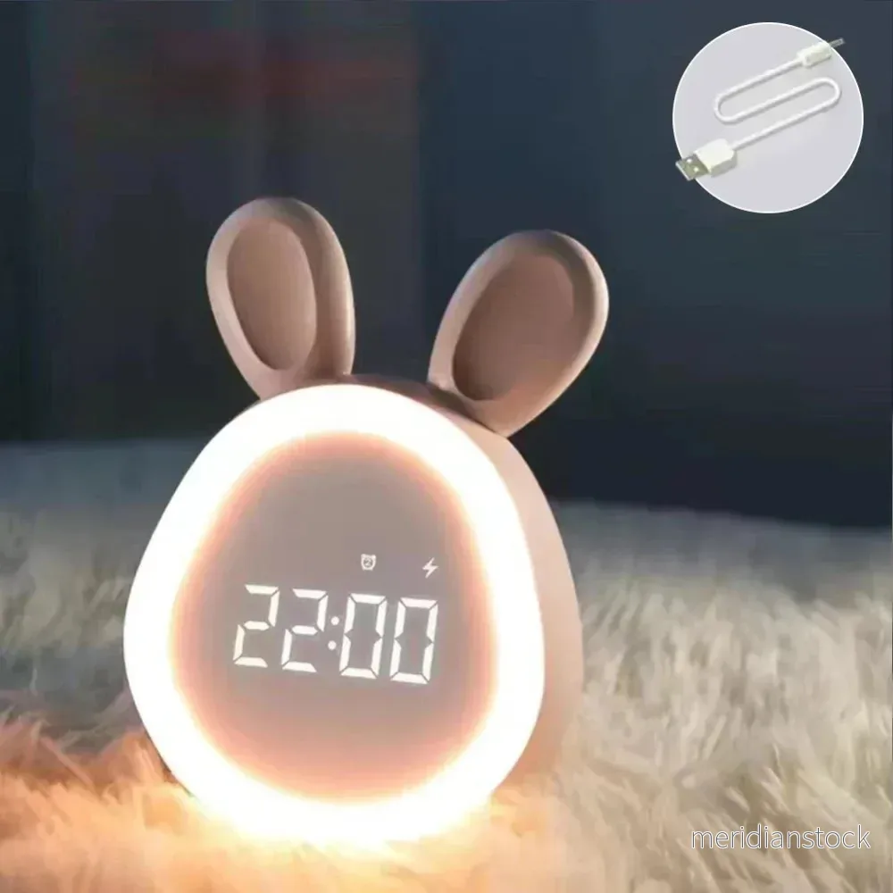 Kaninformad barnklocka med LED-nattljus - BunniGlow