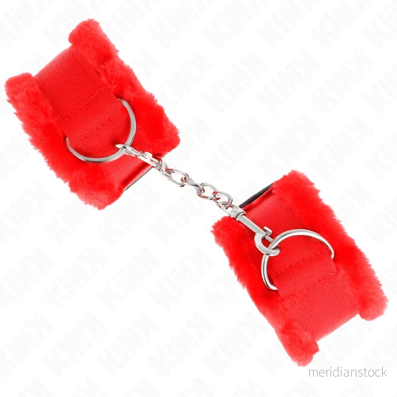 KINK - FURRY LINED WRIST RESTRAINTS RED ADJUSTABLE 17-31 CM X 7 CM - Bild 2