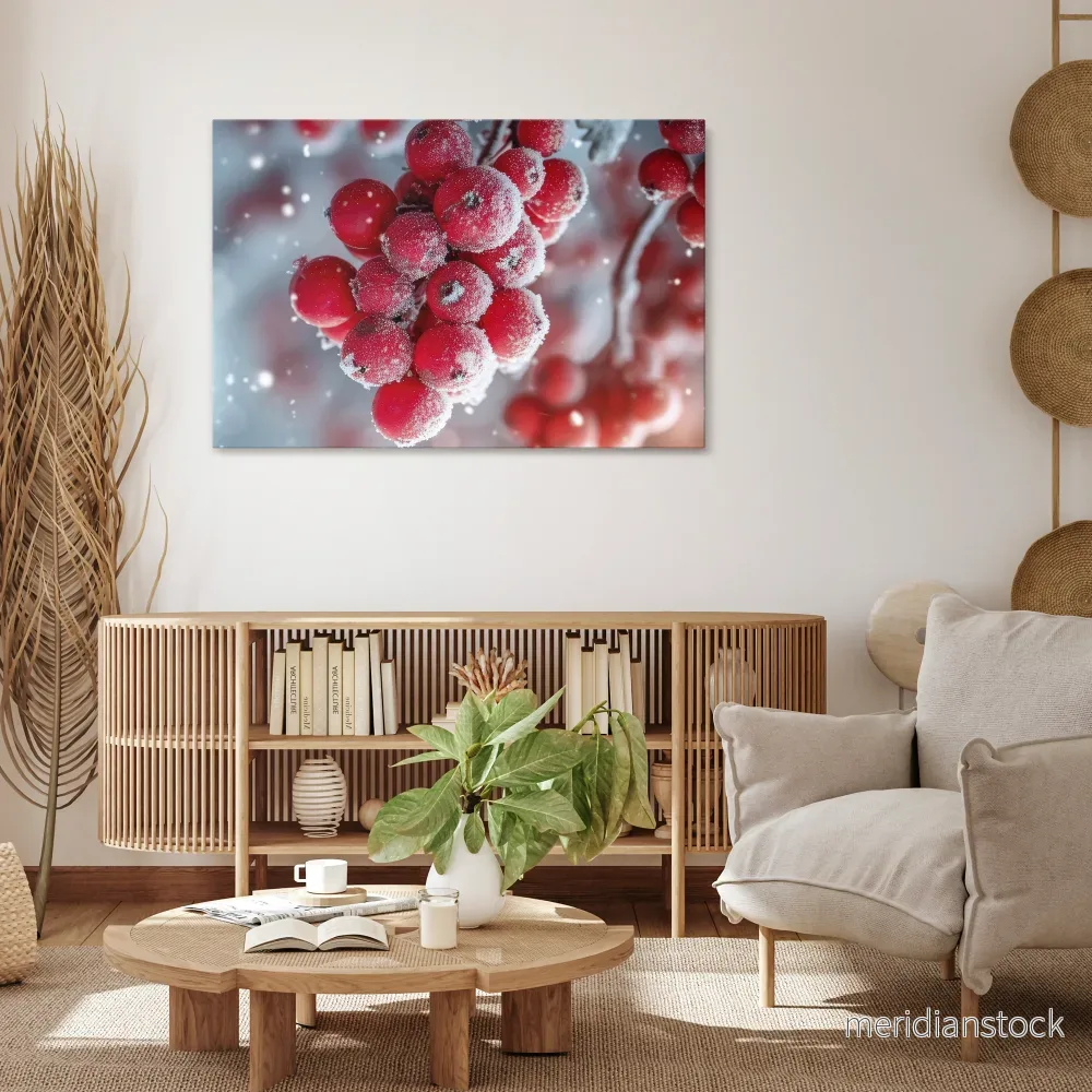 WINTER'S CRIMSON TREASURES Horizontal Canvas Print