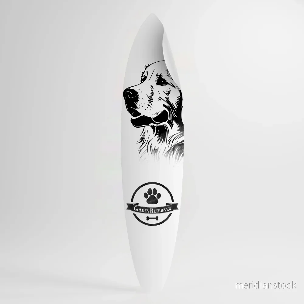 GOLDEN RETRIEVER Väggdekal surfbräda