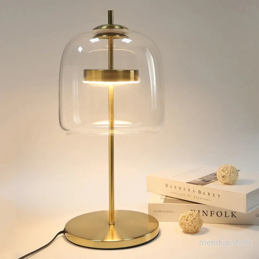 Sänglampa med glasskärm – modern design i guld Sänglampa med glasskärm – modern design i guld