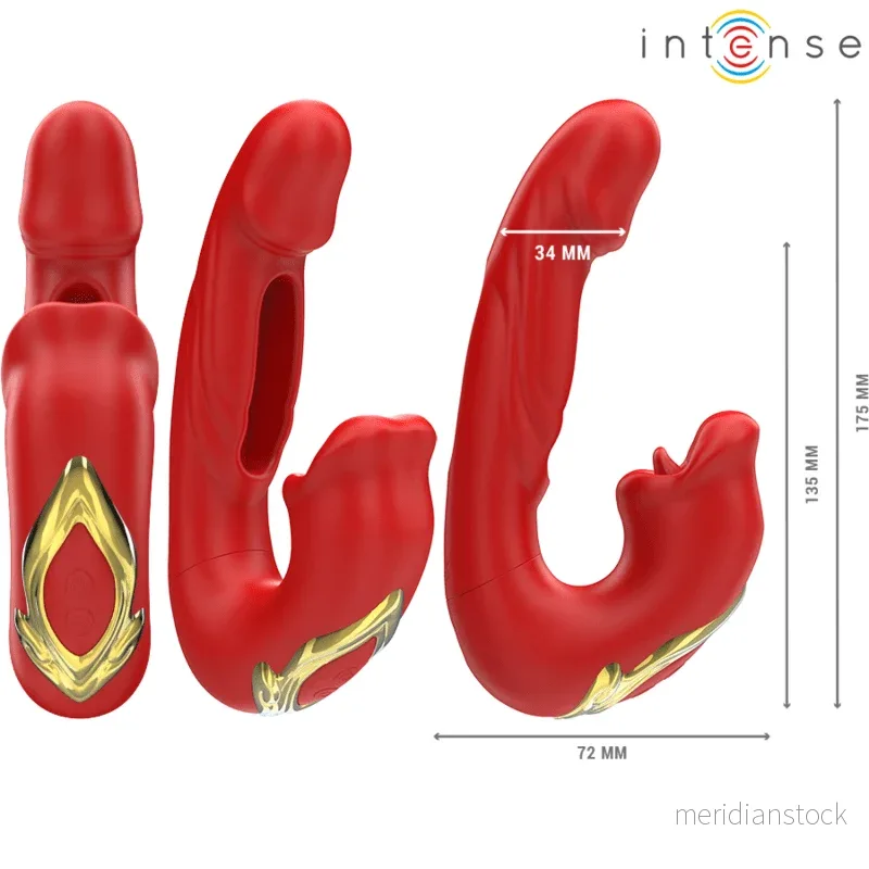 INTENSE - NATHY DOUBLE VIBRATOR WITH MULTIFUNCTION STIMULATING MOUTH RED - Bild 3
