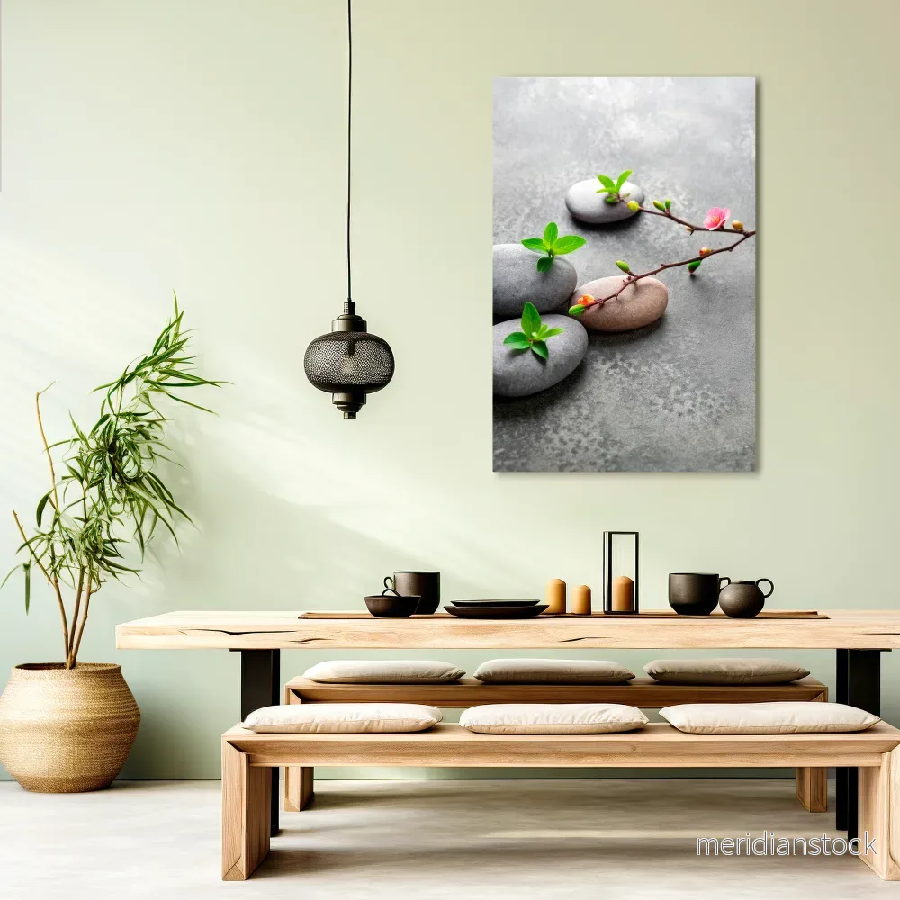 STONES AND BLOSSOMS Vertical Canvas Print