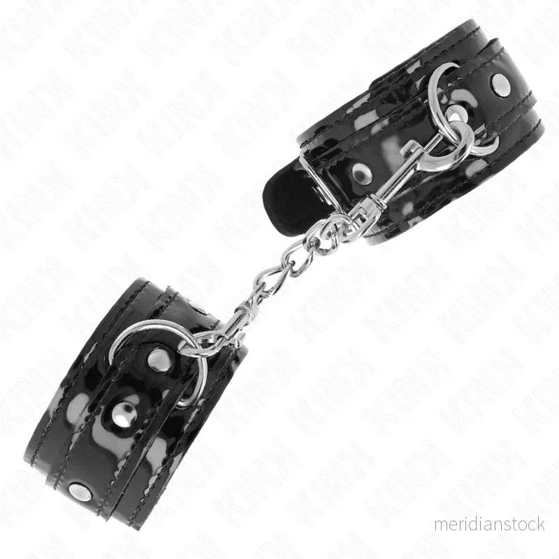 KINK - SHINY NEOPRENE WRIST CUFFS ADJUSTABLE 17-24 CM X 4.5 CM