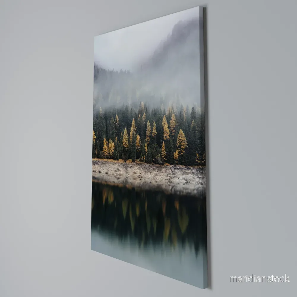 GOLDEN TREES IN FOG Vertical Canvas Print - Bild 3