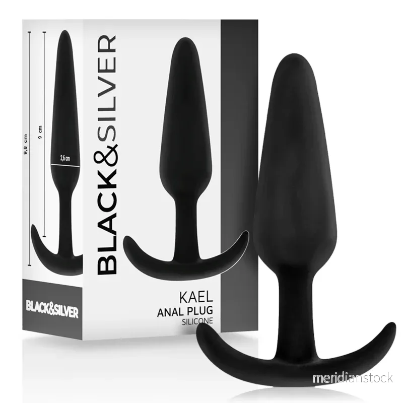 BLACK&SILVER - KAEL SILICONE ANAL PLUG WITH MEDIUM HANDLE