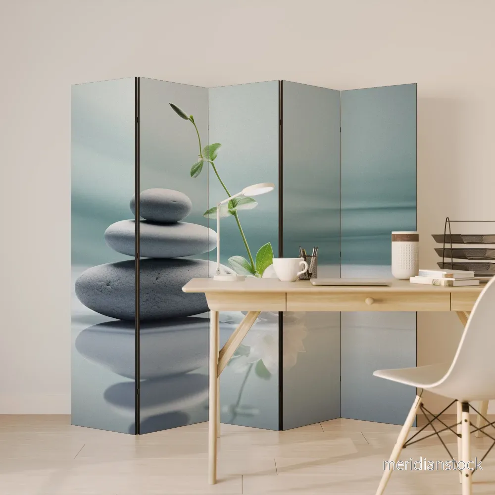 TRANQUIL STONE BALANCE Dekorativ rumsavdelare – 5 paneler - Bild 3