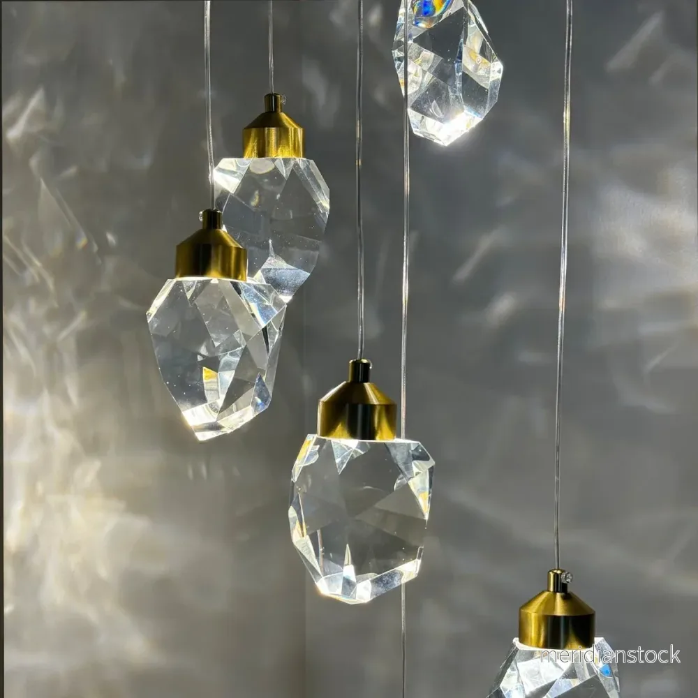 Ljuskrona i kristall – lyxig spiralformad pendellampa i nordisk stil - Bild 2