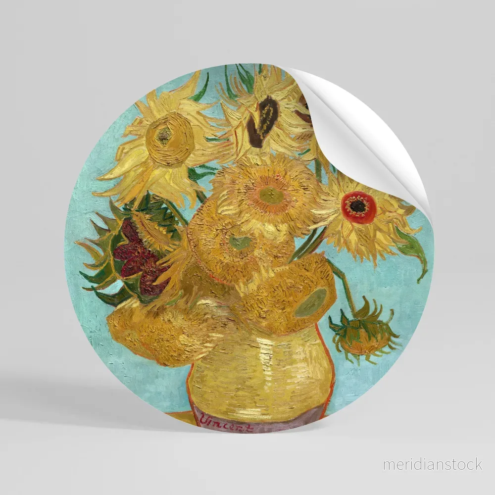 VASE WITH TWELVE SUNFLOWERS Rund väggdekal - Bild 2