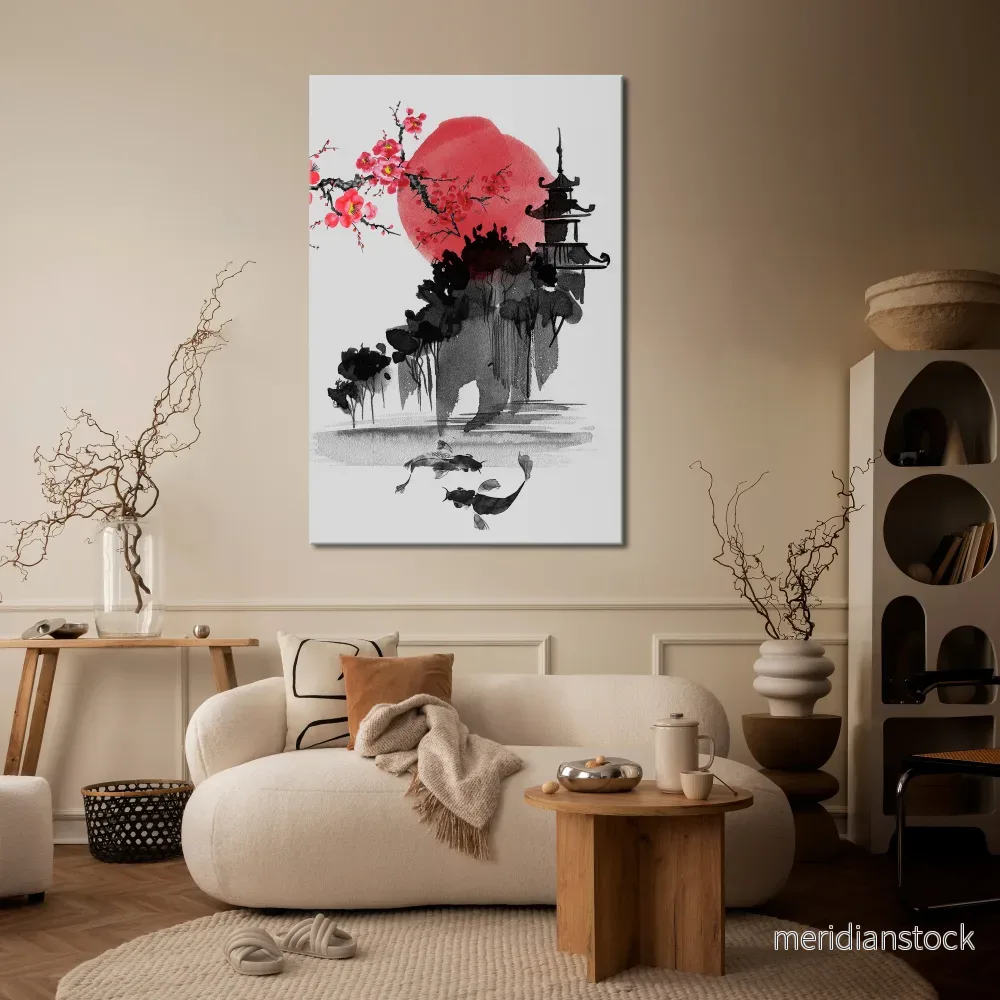 CHERRY SHADOWS Vertical Canvas Print
