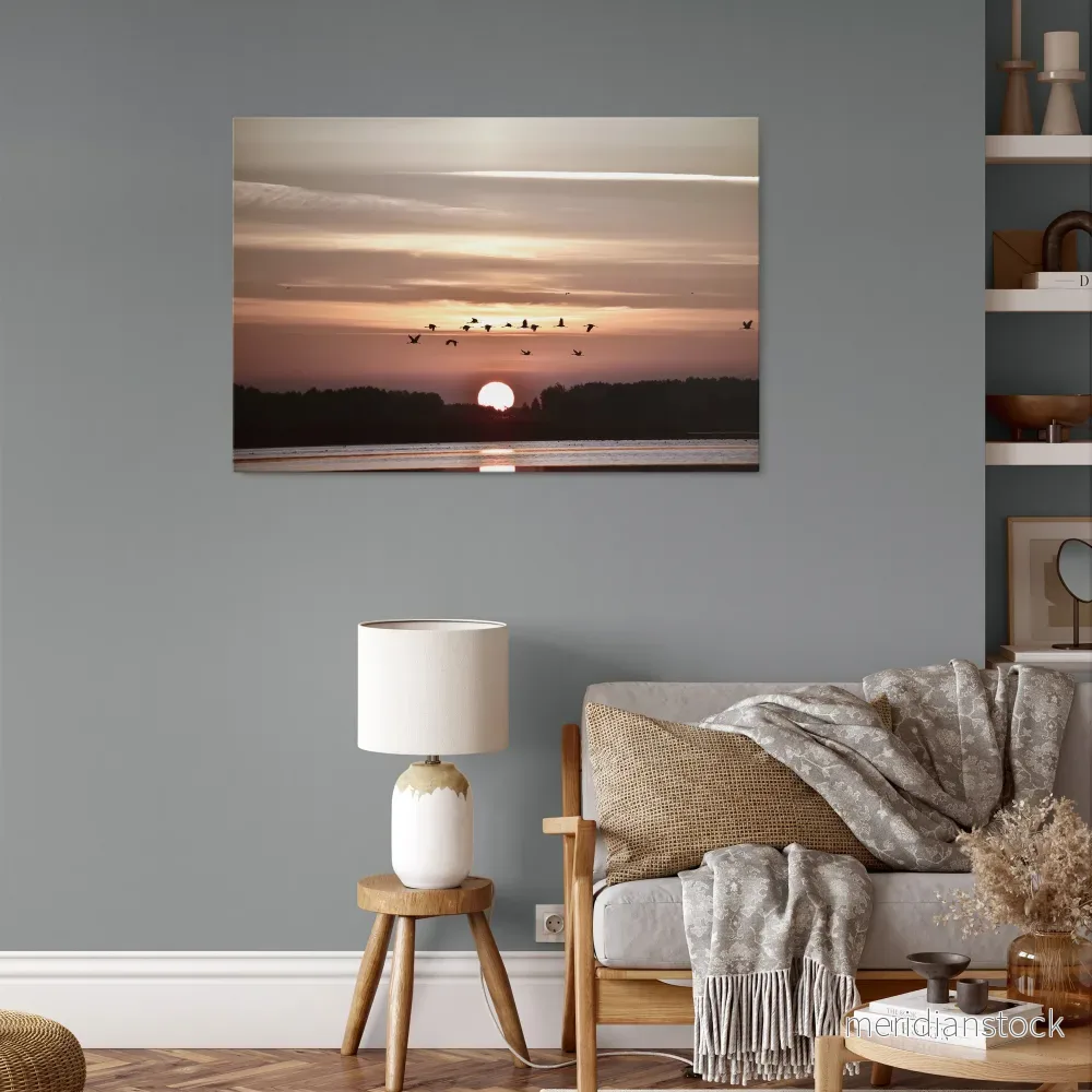 SUNSET FLIGHT SYMPHONY Horizontal Canvas Print