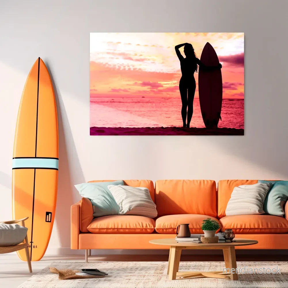 SUNSET SURF SPIRIT Horizontal Canvas Print