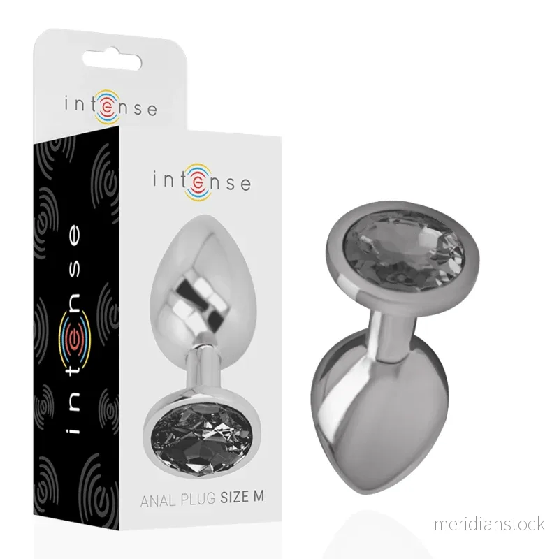 INTENSE - ALUMINUM METAL ANAL PLUG WITH BLACK GLASS SIZE M - Bild 2