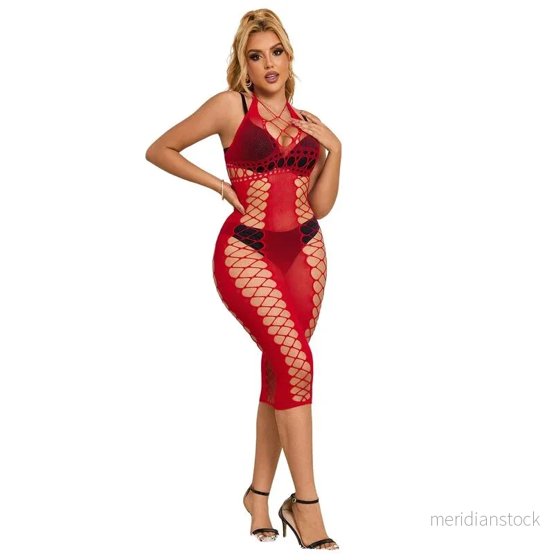 SUBBLIME - 952327 LONG RED FISHNET DRESS ONE SIZE - Bild 3