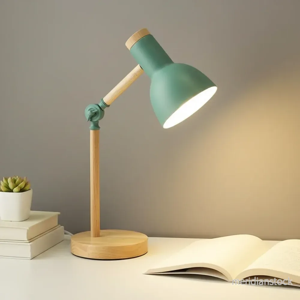 Skandinavisk bordlampa i trä och metall - Lumibrook