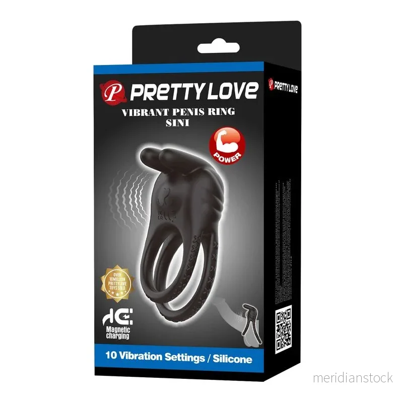 PRETTY LOVE - SINI RECHARGEABLE VIBRATING COCK RING 10 FUNCTIONS BLACK - Bild 3
