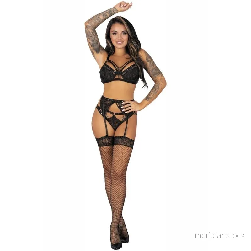 LIVCO CORSETTI FASHION - POJZON LC 90670 BRA + GARTER BELT + STOCKINGS + PANTY BLACK - Bild 2