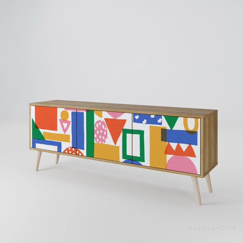 GEOMETRIC GLIMMER TV-bänk med 3 dörrar