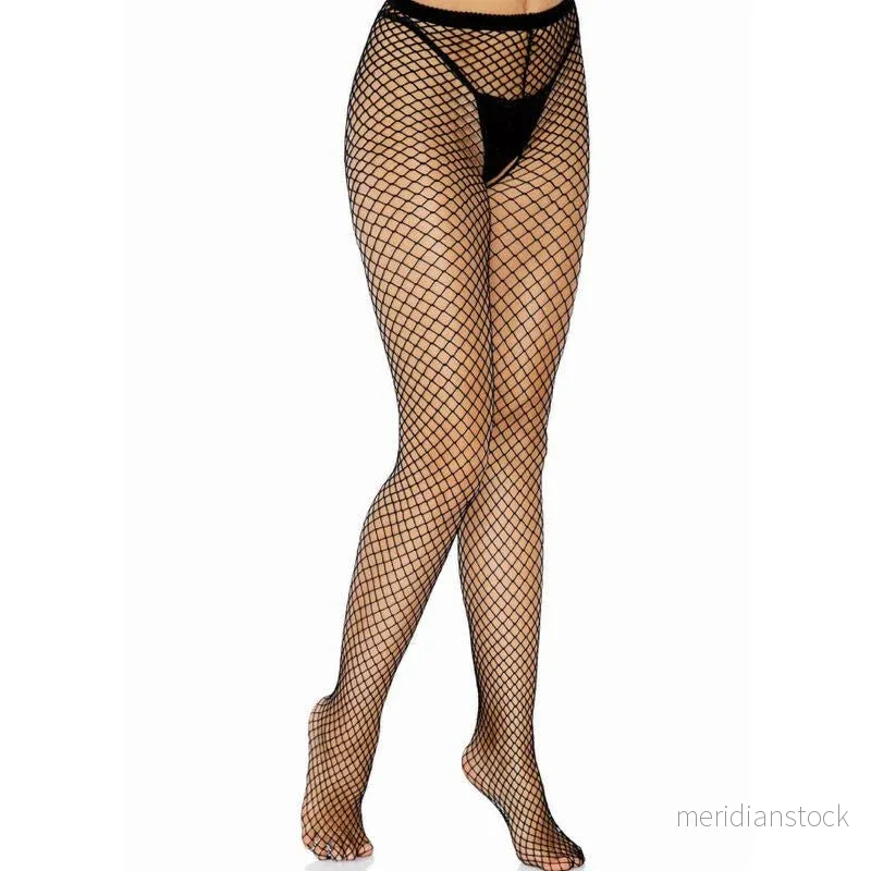 LEG AVENUE - BLACK CROTCHLESS NET STOCKINGS - Bild 2