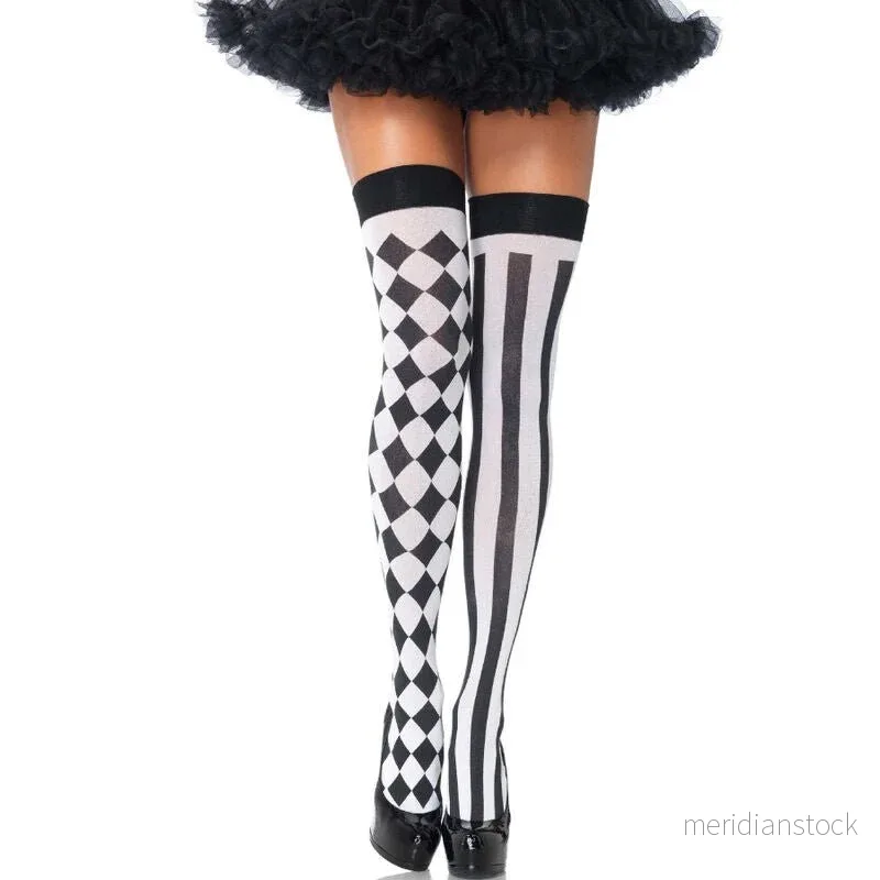 LEG AVENUE - BLACK/WHITE ARLEQUIN HIGH SOCKS - Bild 2