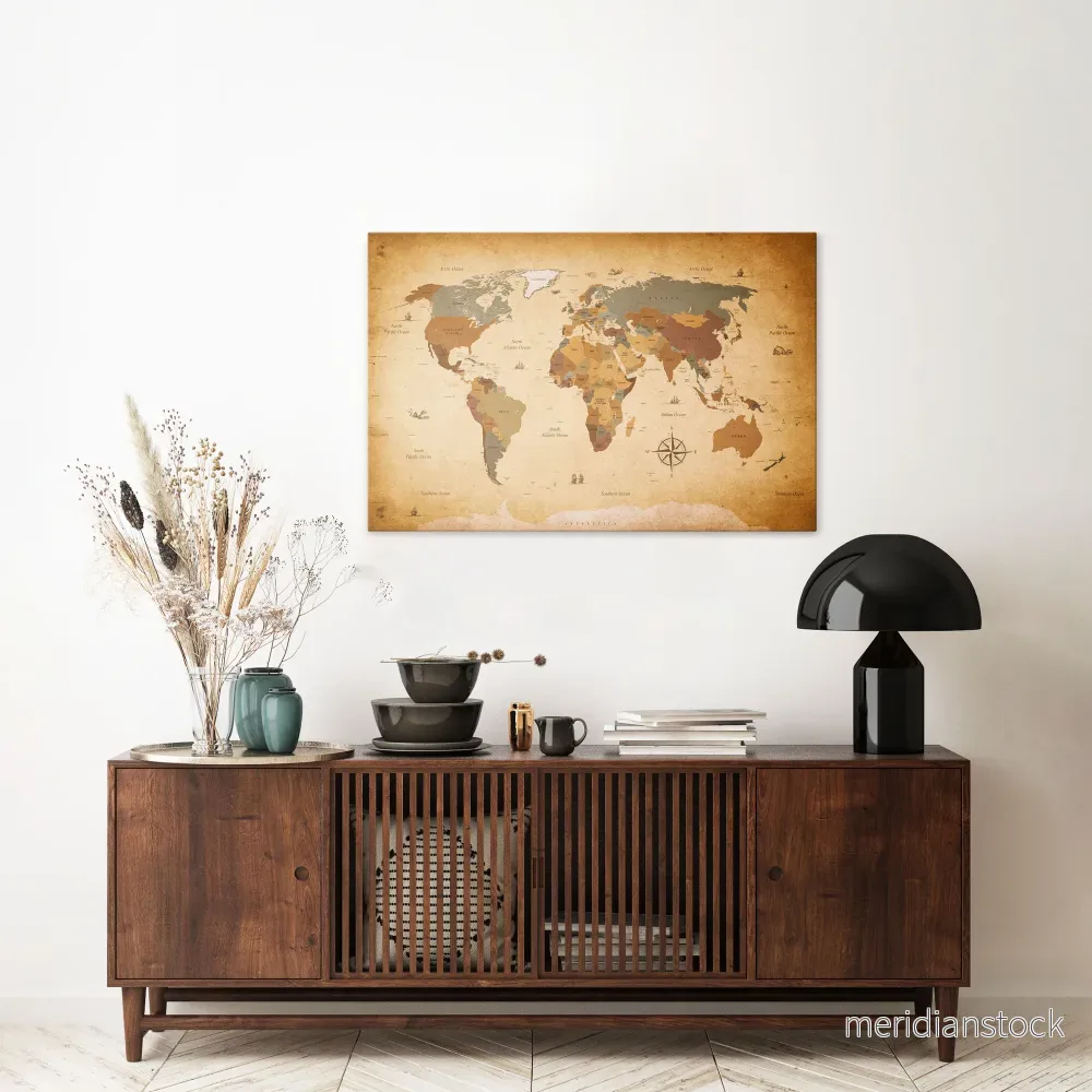 ANCIENT VOYAGER'S MAP Horizontal Canvas Print