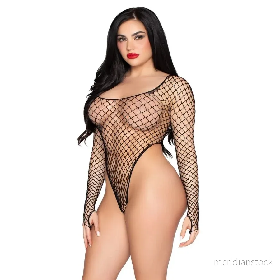 LEG AVENUE - 89377 HIGH-CUT INDUSTRIAL NET BODYSUIT BLACK - ONE SIZE - Bild 2
