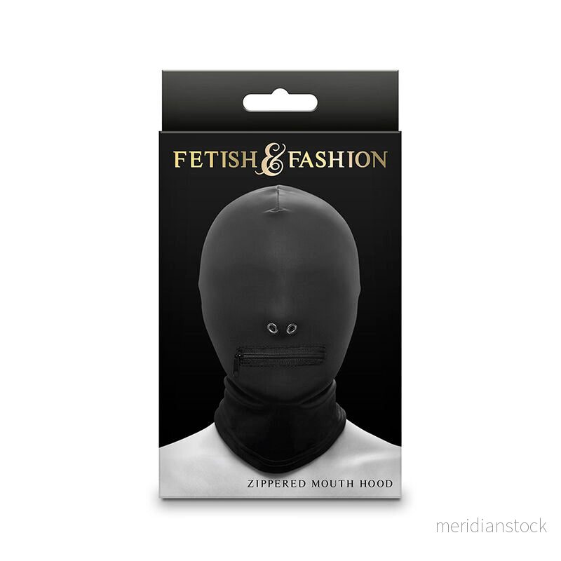 NS NOVELTIES - FETISH & FASHION CLOSED ZIPPERED MOUTH HOOD NYLON BLACK
